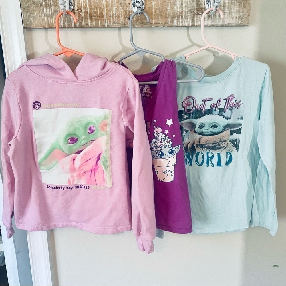 STAR WARS LOT of 3 Girls Tops Size M (7-8) Baby Yoda, The Child, The Mandalorian